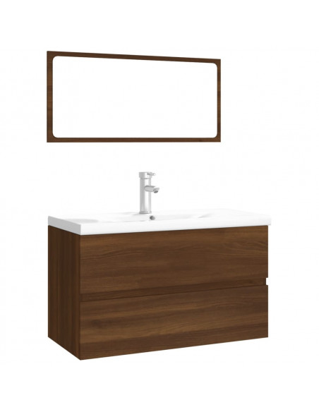 Set Mobili da Bagno Rovere Marrone in Legno Multistrato