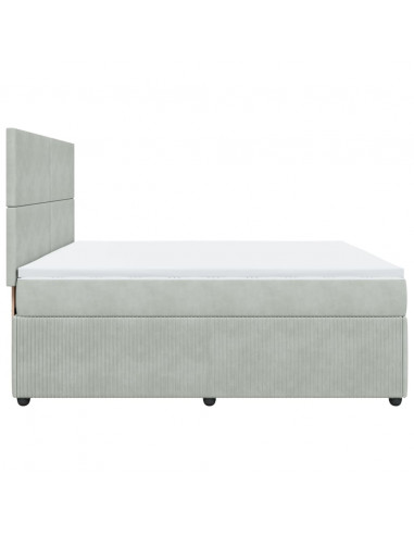 Giroletto a Molle con Materasso Grigio Chiaro 200x200cm Velluto