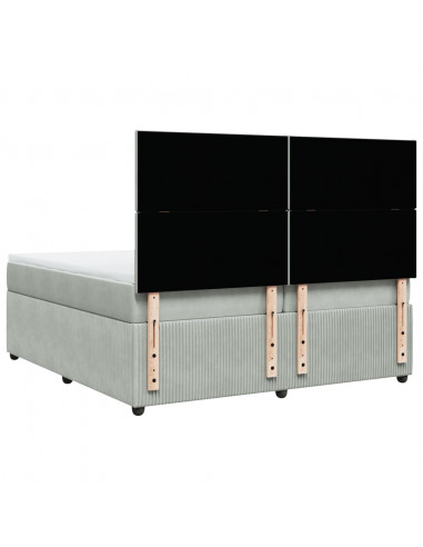 Giroletto a Molle con Materasso Grigio Chiaro 200x200cm Velluto