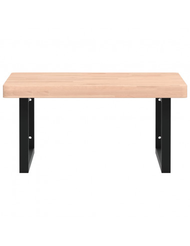 Ripiano a Parete per Lavabo in Acciaio e Massello di Faggio