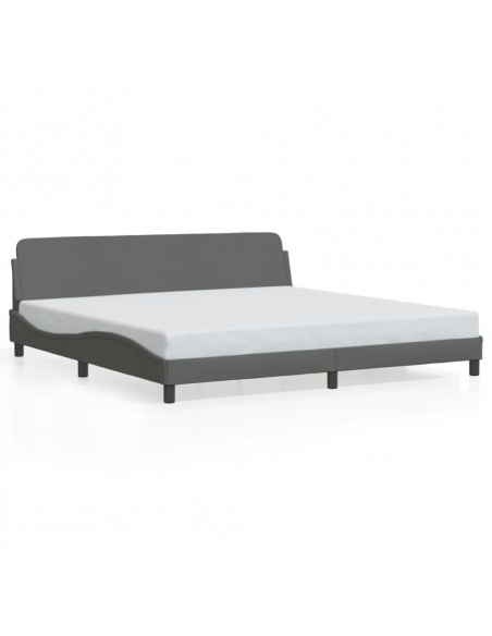 Giroletto con Testiera Grigio Scuro 200x200 cm in Tessuto
