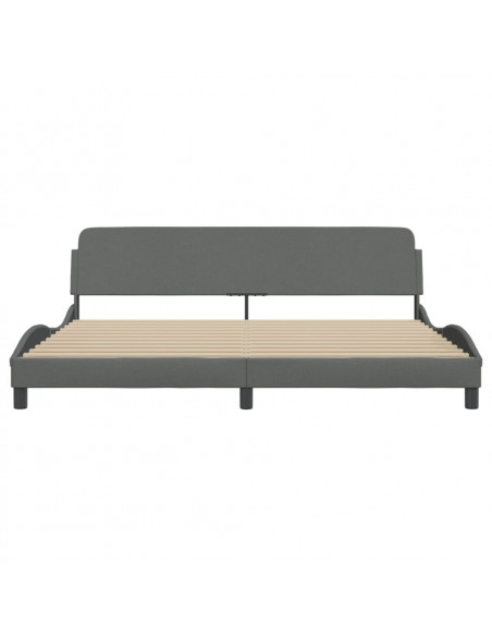 Giroletto con Testiera Grigio Scuro 200x200 cm in Tessuto