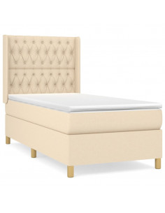 Giroletto a Molle con Materasso Crema 90x190 cm in Tessuto 2