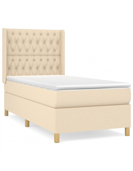 Giroletto a Molle con Materasso Crema 90x190 cm in Tessuto