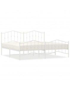 Giroletto con Testiera e Pediera Metallo Bianco 193x203 cm 2