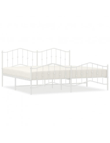 Giroletto con Testiera e Pediera Metallo Bianco 193x203 cm