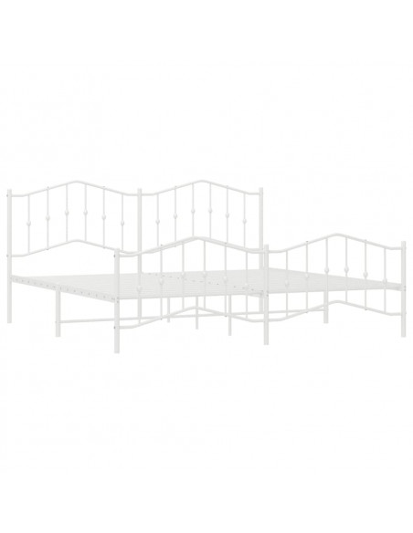 Giroletto con Testiera e Pediera Metallo Bianco 193x203 cm