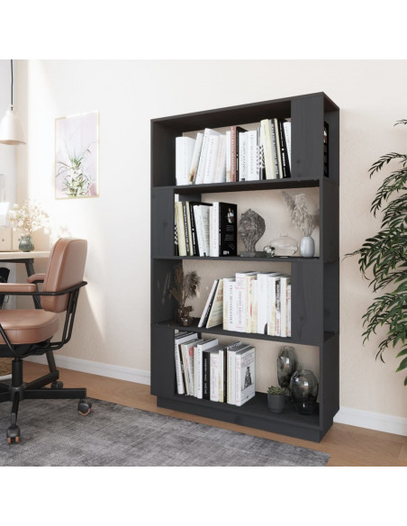 Libreria/Divisorio Grigio 80x25x132 cm Legno Massello di Pino