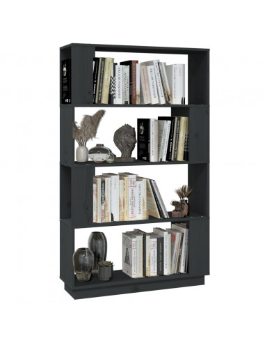 Libreria/Divisorio Grigio 80x25x132 cm Legno Massello di Pino