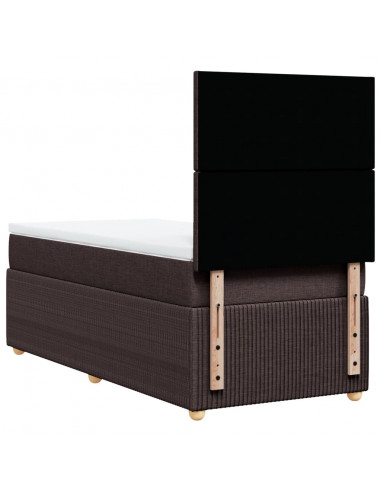 Giroletto a Molle con Materasso Marrone Scuro 90x200 cm Tessuto