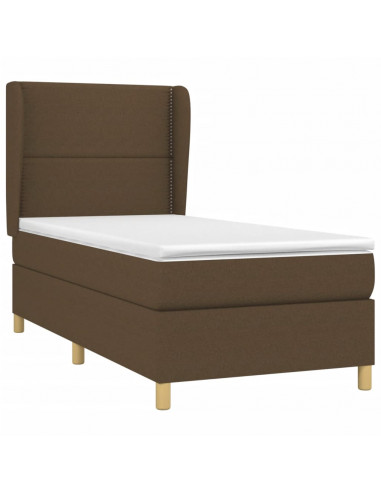 Giroletto a Molle con Materasso Marrone Scuro 90x190cm Tessuto