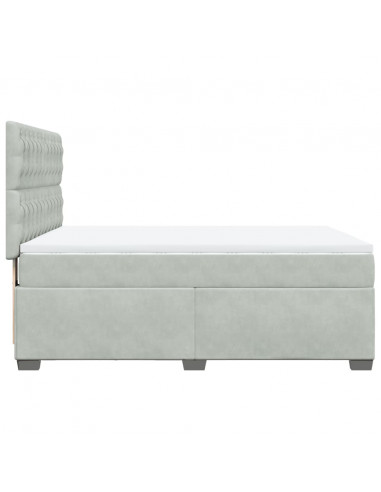 Giroletto a Molle con Materasso Grigio Chiaro 140x190cm Velluto