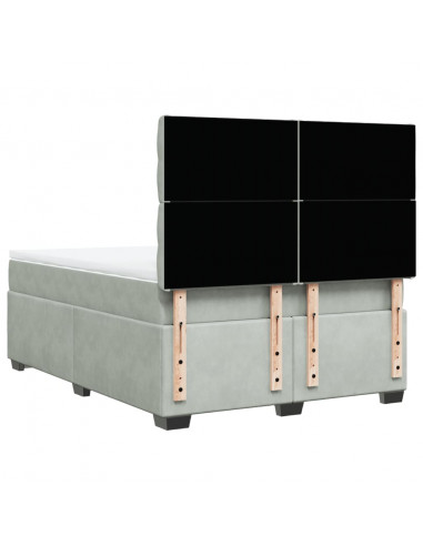 Giroletto a Molle con Materasso Grigio Chiaro 140x190cm Velluto