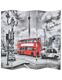 Paravento Pieghevole 200x170 cm Stampa Bus Londra Bianco e Nero 2