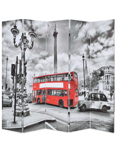 Paravento Pieghevole 200x170 cm Stampa Bus Londra Bianco e Nero