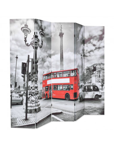 Paravento Pieghevole 200x170 cm Stampa Bus Londra Bianco e Nero