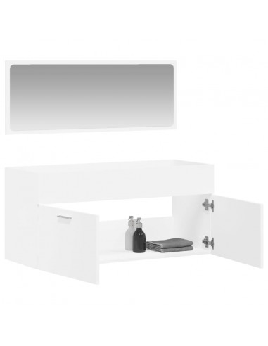 Mobile da Bagno con Specchio Bianco in Legno Multistrato