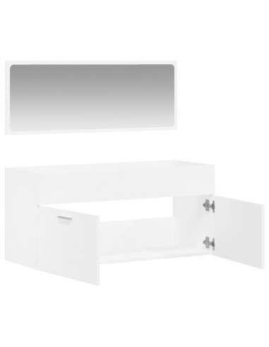 Mobile da Bagno con Specchio Bianco in Legno Multistrato