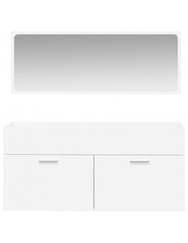 Mobile da Bagno con Specchio Bianco in Legno Multistrato