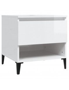 Tavolino Bianco Lucido 50x46x50 cm in Legno Multistrato 2