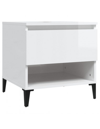 Tavolino Bianco Lucido 50x46x50 cm in Legno Multistrato