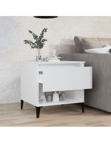 Tavolino Bianco Lucido 50x46x50 cm in Legno Multistrato