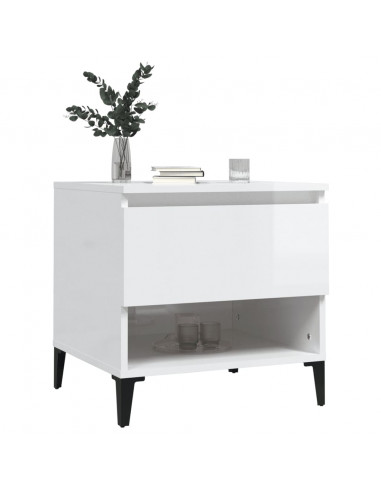 Tavolino Bianco Lucido 50x46x50 cm in Legno Multistrato