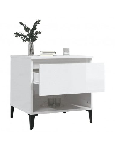 Tavolino Bianco Lucido 50x46x50 cm in Legno Multistrato