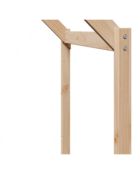 Letto a Castello con Tetto 90x190 cm in Legno Massello di Pino