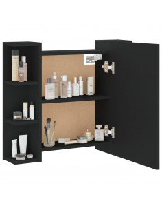 Mobile a Specchio con LED Nero 70x16,5x60 cm 2