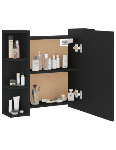 Mobile a Specchio con LED Nero 70x16,5x60 cm