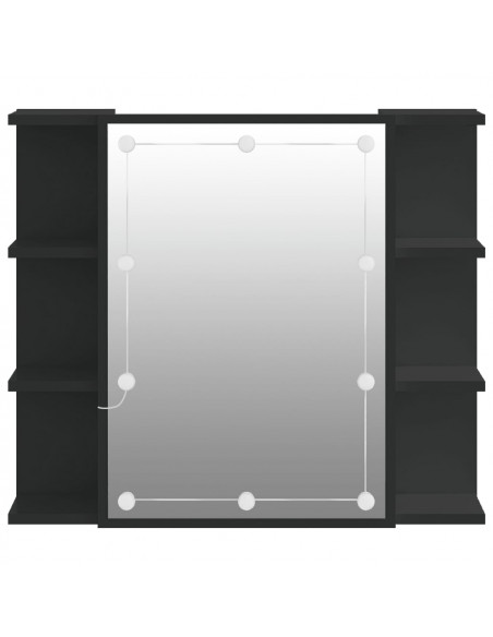 Mobile a Specchio con LED Nero 70x16,5x60 cm