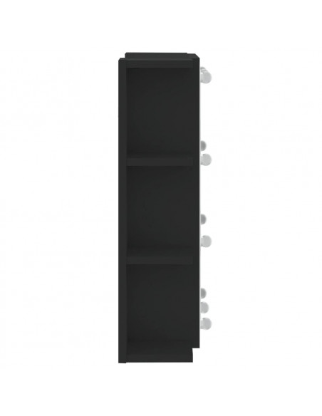 Mobile a Specchio con LED Nero 70x16,5x60 cm