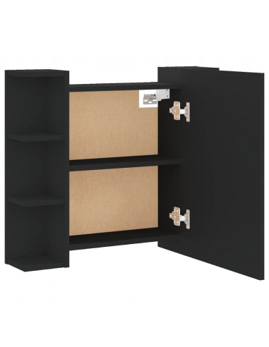 Mobile a Specchio con LED Nero 70x16,5x60 cm