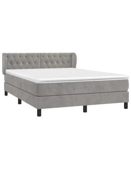 Giroletto a Molle con Materasso Grigio Chiaro 140x200cm Velluto