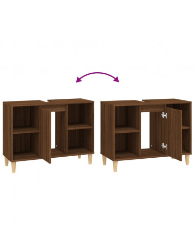 Mobile Lavabo Rovere Marrone 80x33x60 cm in Legno Multistrato