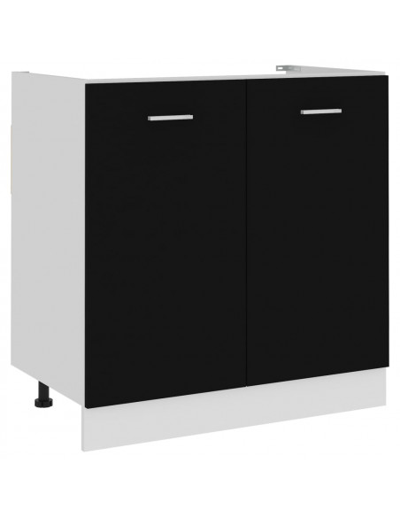 Mobile Sottolavello Nero 80x46x81,5 cm Legno Multistrato