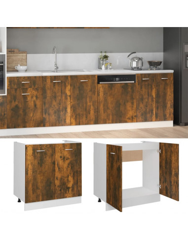 Mobile Sottolavello Rovere Fumo 80x46x81,5 cm Legno Multistrato