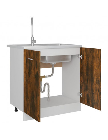 Mobile Sottolavello Rovere Fumo 80x46x81,5 cm Legno Multistrato