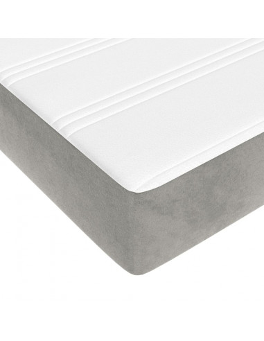 Materasso a Molle Grigio Chiaro 160x200x20 cm in Velluto