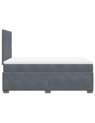 Giroletto a Molle con Materasso Grigio Scuro 120x200 cm Velluto