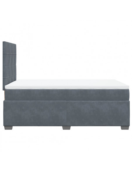 Giroletto a Molle con Materasso Grigio Scuro 120x200 cm Velluto
