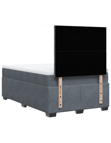 Giroletto a Molle con Materasso Grigio Scuro 120x200 cm Velluto