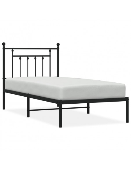 Giroletto con Testiera in Metallo Nero 90x200 cm