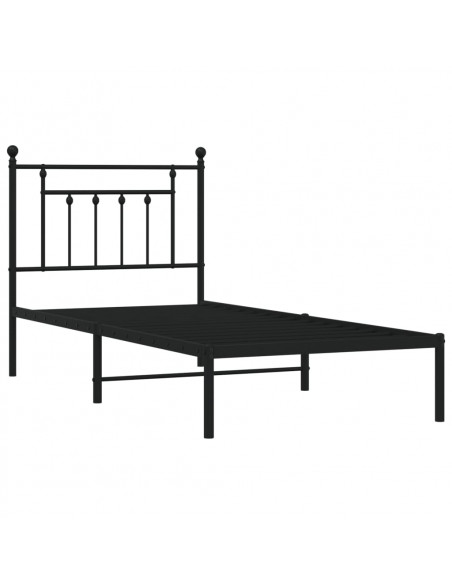Giroletto con Testiera in Metallo Nero 90x200 cm