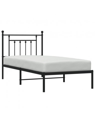 Giroletto con Testiera in Metallo Nero 90x200 cm