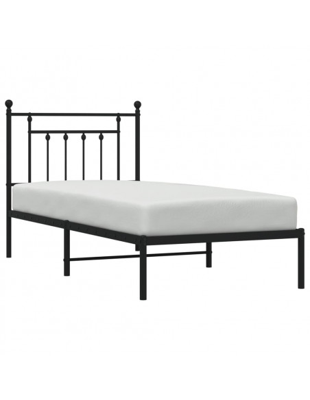 Giroletto con Testiera in Metallo Nero 90x200 cm