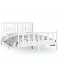 Giroletto con Testiera Bianco Legno Massello di Pino 120x200 cm 2