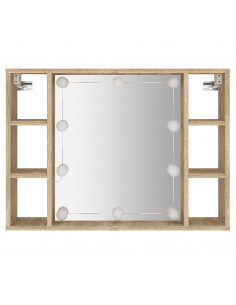 Mobile a Specchio con LED Rovere Sonoma 76x15x55 cm 2