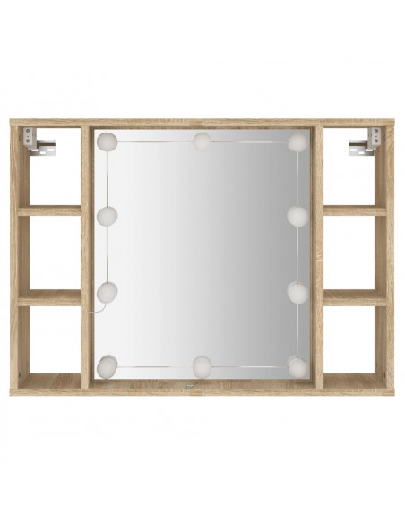 Mobile a Specchio con LED Rovere Sonoma 76x15x55 cm